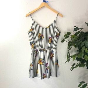One Clothing LA Floral Striped Romper
